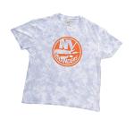 Calhoun NHL Womens Oversized Loose Fit Drop Shoulder Tie Dye Crewneck Short Sleeve T-Shirt (New York Islanders, Small/Medium)