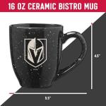 Rico Industries NHL Hockey Vegas Golden Knights Black 16 oz Team Color Laser Engraved Speckled Ceramic Coffee Mug