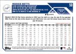 2023 TOPPS #50 MOOKIE BETTS LOS ANGELES DODGERS BASEBALL OFFICIAL TRADING CARD OF THE MLB