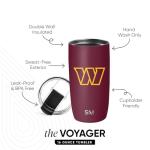 Simple Modern Officially Licensed NFL Washington Commanders 16oz Travel Coffee Tumbler with Flip Lid | Stainless Steel Cup | Football Gifts for Men, Women | Voyager Collection | Washington Commanders