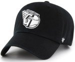 47 MLB Black White Primary Logo Clean Up Adjustable Strap Hat Cap, Adult One Size Fits All (Cleveland Guardians)