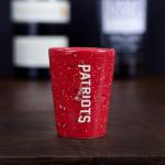 Rico Industries NFL Football New England Patriots 2oz Ceramic Shot Glass for Fans, Laser Engraved In Team Color Single Shot Glass