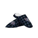 FOCO Men's NFL Tennessee Titans Sherpa Lined Buffalo Check Memory Foam Slippers, Large (11-12)