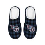 FOCO Men's NFL Tennessee Titans Sherpa Lined Buffalo Check Memory Foam Slippers, Large (11-12)