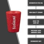 Rico Industries NFL Football New England Patriots 2oz Ceramic Shot Glass for Fans, Laser Engraved In Team Color Single Shot Glass