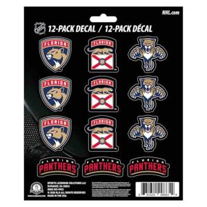 FANMATS 30799 NHL - Florida Panthers 12 Count Mini Decal Sticker Pack 5 x 6.25 in.- Great Gift for Sports Fans - Works On Hard Surfaces - for Homes, Cars, Trucks, SUVs.