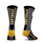 For Bare Feet NFL PITTSBURGH STEELERS Marble MVP Crew Sock Team Color LARGE