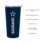 Rico Industries NFL Football Dallas Cowboys 18oz Soft Touch, Easy Grip Tumbler