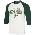 47 Brand MLB Men's Crescent Franklin Raglan Cream Arched Wordmark Primary Logo Baseball 3/4-Sleeve T-Shirt - Oakland Athletics - Cream - X-Large