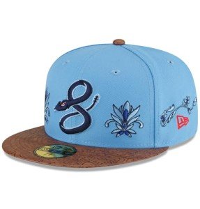 New Era Arizona Diamondbacks 59FIFTY Blue Agave Collection Faux Leather Visor Fitted Cap, Hat (US, Numeric, 7 3/4, Blue)