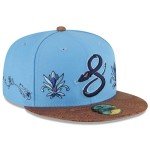 New Era Arizona Diamondbacks 59FIFTY Blue Agave Collection Faux Leather Visor Fitted Cap, Hat (US, Numeric, 7 3/4, Blue)