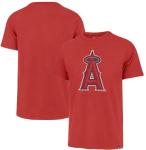 47 Brand MLB Men's Team Color Distressed Imprint Primary Logo Short Sleeve Baseball T-Shirt - Los Angeles Angels - Red - X-Large