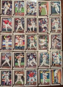 Atlanta Braves 2025 Topps Complete Mint Hand Collated 25 Card Team Set Featuring Ozzie Albies Ronald Ocuna and Matt Olson with 4 Rookie Cards including Spencer Schwellenbach Plus