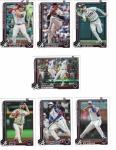 Atlanta Braves 2025 Topps Complete Mint Hand Collated 25 Card Team Set Featuring Ozzie Albies Ronald Ocuna and Matt Olson with 4 Rookie Cards including Spencer Schwellenbach Plus