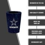 Rico Industries NFL Football Dallas Cowboys 2oz Ceramic Shot Glass for Fans, Laser Engraved In Team Color Single Shot Glass