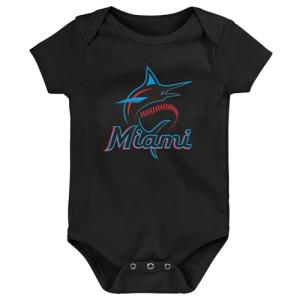 Outerstuff MLB Newborn & Infants 0-24 Months Official Primary Logo Creeper Bodysuit Romper (Miami Marlins - Black, 6/9 Months)
