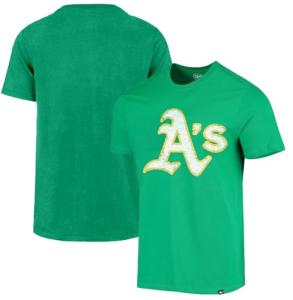 47 Brand MLB Men's Team Color Distressed Imprint Primary Logo Short Sleeve Baseball T-Shirt - Oakland Athletics - Green - X-Large
