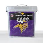 YouTheFan Officially-Licensed NFL Minnesota Vikings Set of 4 Cornhole Bags - All Weather Regulation 6” x 6” Size - 16oz Weight - Designed in USA