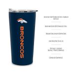 Rico Industries NFL Football Denver Broncos 18oz Soft Touch, Easy Grip Tumbler