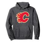Calgary Flames Icon Officially Licensed Pullover Hoodie, Adult Unisex, Dark Heather Grey, Small