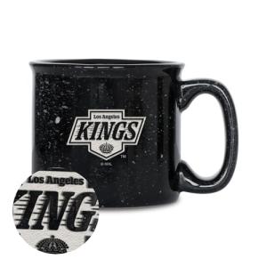 Rico Industries NHL Hockey Los Angeles Kings Black Speckle 12oz Laser Engraved Campfire Mug