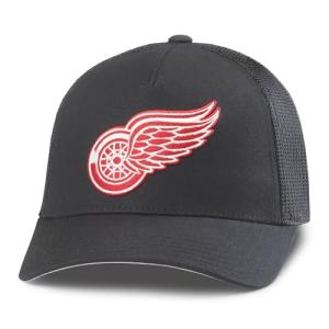 AMERICAN NEEDLE Unisex Detroit Red Wings Officially Licensed NHL Valin Adjustable Snapback Baseball Trucker Hat (EM002A-DRW-BLK)