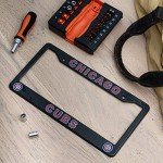 EliteAuto3K License Plate Frame Cover for Chicago Cubs Fans – Black – 12.25” x 6.25” - Ideal Gift for Sports Fans & Supporters – Slim Design, Small