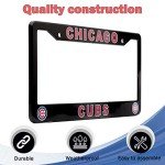 EliteAuto3K License Plate Frame Cover for Chicago Cubs Fans – Black – 12.25” x 6.25” - Ideal Gift for Sports Fans & Supporters – Slim Design, Small