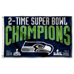 Seattle Seahawks 2 Time Super Bowl Champions Banner Flag