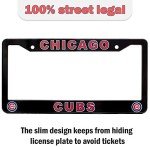 EliteAuto3K License Plate Frame Cover for Chicago Cubs Fans – Black – 12.25” x 6.25” - Ideal Gift for Sports Fans & Supporters – Slim Design, Small