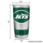 Rico Industries NFL Football New York Jets 20oz Stainless Steel Tumbler with Lid - Great For Coffee, Tea, Water or Cocktails