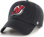 47 NHL Team Color Alternate Primary Logo Clean Up Adjustable Cap Dad Hat, Adult One Size Fits All - New Jersey Devils Black