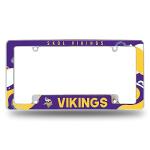 Rico Industries NFL Football Minnesota Vikings Wave 12" x 6" Chrome All Over Automotive License Plate Frame