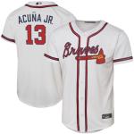 Ronald Acuna Jr. Atlanta Braves #13 White Youth Cool Base Home Replica Jersey (Large 14/16)