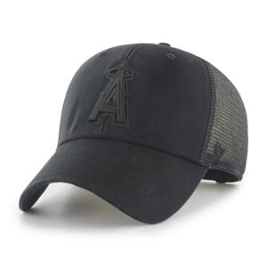 47 Brand MLB Unisex Black Team Logo Flagship MVP Mesh Trucker Adjustable Snapback Baseball Cap Adult One Size Fits All - Los Angeles Angels