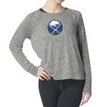 NHL Buffalo Sabres Raglan Long Sleeve Top for Women and Girls, Athletic, Stretchy and Comfy, Medium Heather Grey