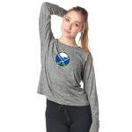 NHL Buffalo Sabres Raglan Long Sleeve Top for Women and Girls, Athletic, Stretchy and Comfy, Medium Heather Grey