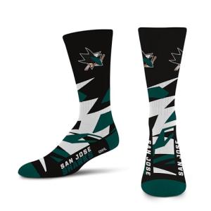 For Bare Feet NHL SAN JOSE SHARKS Shattered Camo Crew Sock Team Color Large