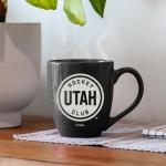 Rico Industries NHL Hockey Utah Hockey Club Black 16 oz Team Color Laser Engraved Speckled Ceramic Coffee Mug