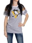 Calhoun NHL Ladies Loose Fit Varsity Style Woven Patch T-Shirt (Pittsburgh Penguins, Small)