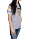 Calhoun NHL Ladies Loose Fit Varsity Style Woven Patch T-Shirt (Pittsburgh Penguins, Small)