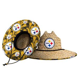 FOCO Mens Nfl Team Logo Floral Lifeguard Beach Sun Straw Hat, Team Logo