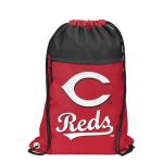FOCO MLB Officially Licensed Unisex Team Color Baseball Primary Logo Wordmark Drawstring Backpack With Zippered Pocket - Cincinnati Reds