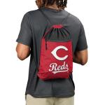 FOCO MLB Officially Licensed Unisex Team Color Baseball Primary Logo Wordmark Drawstring Backpack With Zippered Pocket - Cincinnati Reds