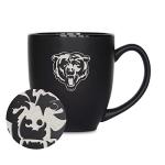 Rico Industries NFL Football Chicago Bears Main 15oz Laser Engraved Matte Black Ceramic Bistro Mug - For Hot or Cold Drinks