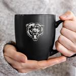 Rico Industries NFL Football Chicago Bears Main 15oz Laser Engraved Matte Black Ceramic Bistro Mug - For Hot or Cold Drinks