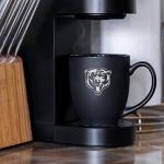 Rico Industries NFL Football Chicago Bears Main 15oz Laser Engraved Matte Black Ceramic Bistro Mug - For Hot or Cold Drinks