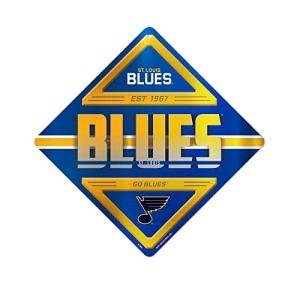 Rico Industries NHL Hockey St. Louis Blues Metal Crossing Sing - Home Decore Perfect for Bed Room, Man Cave, Garage