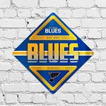 Rico Industries NHL Hockey St. Louis Blues Metal Crossing Sing - Home Decore Perfect for Bed Room, Man Cave, Garage