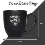 Rico Industries NFL Football Chicago Bears Main 15oz Laser Engraved Matte Black Ceramic Bistro Mug - For Hot or Cold Drinks